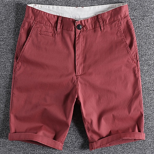 

Men's Shorts Chino Shorts Bermuda shorts Pocket Plain Comfort Breathable Outdoor Daily Going out Cotton Blend Fashion Streetwear Black Red