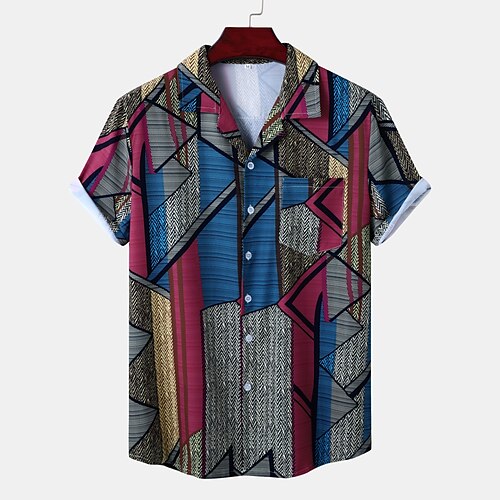 

Hombre Camisa Graphic Cuello Vuelto Azul Piscina Casual Diario Manga Corta Ropa Tropical