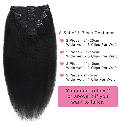 Hair-Extensions-Clip-in-Hair-Extensions-Real-Human-Hair-Clip-Ins-for-Black-Women-Seamless-Straight  8Pcs 18Clips Double Lace Weft 120g (18 Inch)