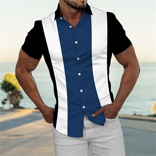 

Per uomo Camicia Camicia con bottoni Camicia estiva Maglietta informale Rosso Blu Verde Manica corta Color Block Collo ripiegabile Strada Giornaliero Stampa Abbigliamento Di tendenza Informale Comodo