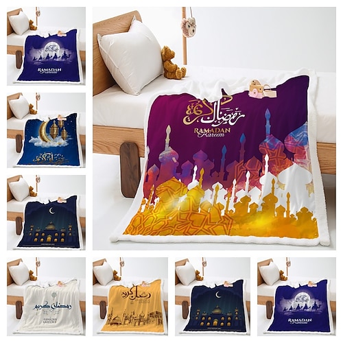 

ramadan musulman couverture imprimée agneau polaire double couche couverture thermique adaptée au salon chambre impression numérique 3d épaissi agneau polaire cristal couverture couverture couverture