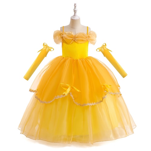 

Bambino Da ragazza Vestito da festa Tinta unica Vestito da festa Al ginocchio Vestito Prestazioni Retato Senza spalline Senza maniche Adorabile Vestito 2-9 anni Estate Giallo