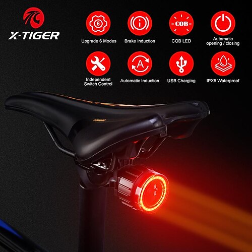 

fanale posteriore per bicicletta intelligente sicurezza di guida ultra luminosa accensione / spegnimento automatico avviso di sicurezza luce per bicicletta luce posteriore 1 pz