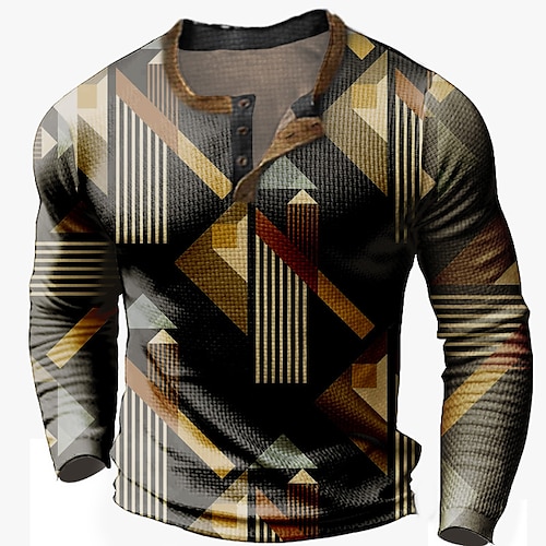 

Per uomo Camicia Henley Waffle Magliette Pop art Color Block Henley Abbigliamento Stampa 3D Esterno Informale Manica lunga Pulsante Essenziale Di tendenza Originale