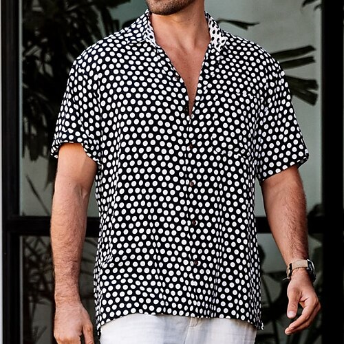 

Per uomo Camicia Camicia con bottoni Camicia estiva Maglietta informale Camicia da spiaggia Nero Maniche corte A pois Bavero Strada Da mare Stampa Abbigliamento Di tendenza Comodo Hawaiano