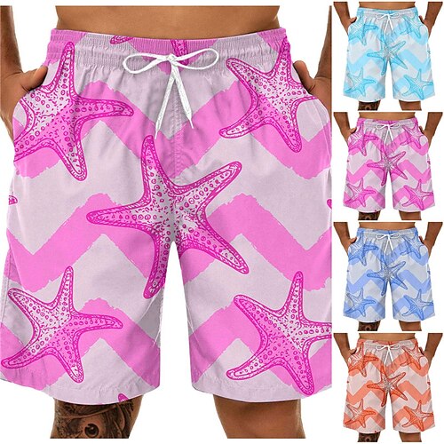 

Herre Surfeshorts Badeshorts Sommershorts Strandshorts Snorer med mesh fôr Elastisk midje Stjerne Grafiske trykk Hurtigtørkende Kort Avslappet Daglig Ferie Bohem Hawaiisk Rosa Blå Mikroelastisk