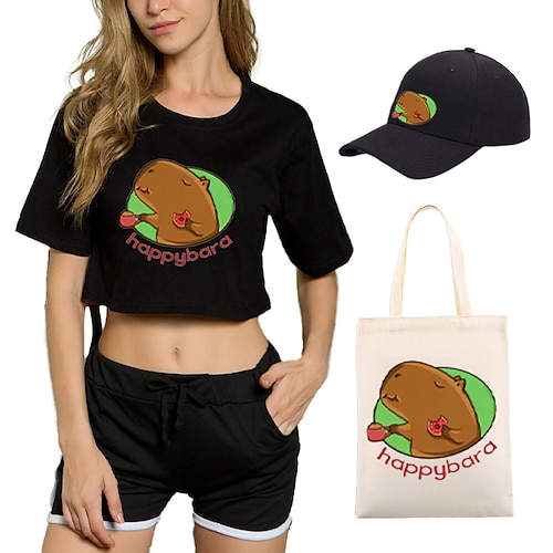 

Animal capivara Japonesa/Curta Calção Boné de Baseball Imprimir Arte Gráfica Bolsa Calções Chapéu Para Mulheres Adulto Hot Stamping 100% Poliéster Casual / Diário