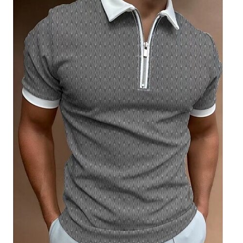 

Herren Zip Polo Golfhemd Sport Natur Casual Viertel Postleitzahl Kurzarm Modisch Strassenmode Glatt Zip Viertel Postleitzahl Sommer Schwarz Blau Braun Grün Hell Gray Zip Polo