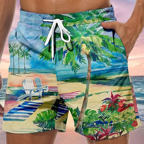 

Per uomo Boxer da surf Pantaloncini da mare Boxer da mare Pantaloncini estivi Pantaloncini da spiaggia A cordoncino con fodera in rete Vita elastica Albero di cocco Stampe astratte Asciugatura rapida