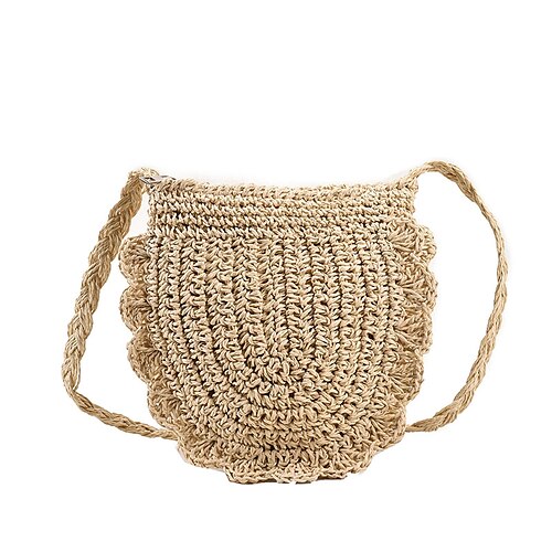 

Dame Crossbody-veske Strå Daglig Ruter Kakifarget Beige