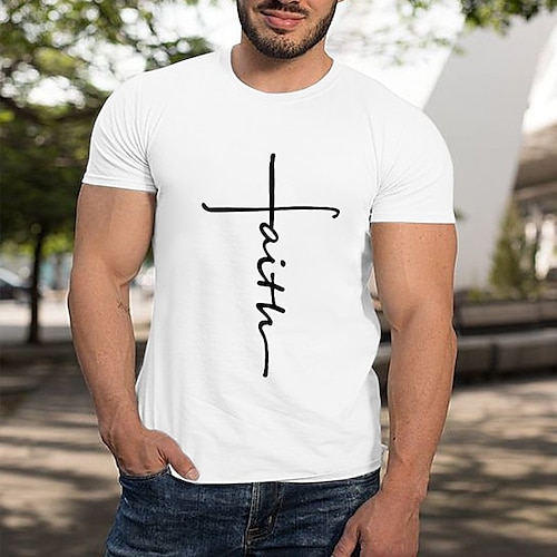 

Herre T-shirt Grafiske T-shirts Cool skjorte Grafiske tryk Kors Tro Rund hals Varm Stempling Gade Ferierejse Kort Ærme Trykt mønster Tøj Designer Basale Moderne Moderne