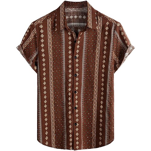 

Herre Skjorte Hawaii skjorte Button Up skjorte Sommer skjorte Casual skjorte Rød Blå Kort Ærme Stribet Knaphul Gade Ferierejse Trykt mønster Tøj Mode Fritid Hawaiiansk