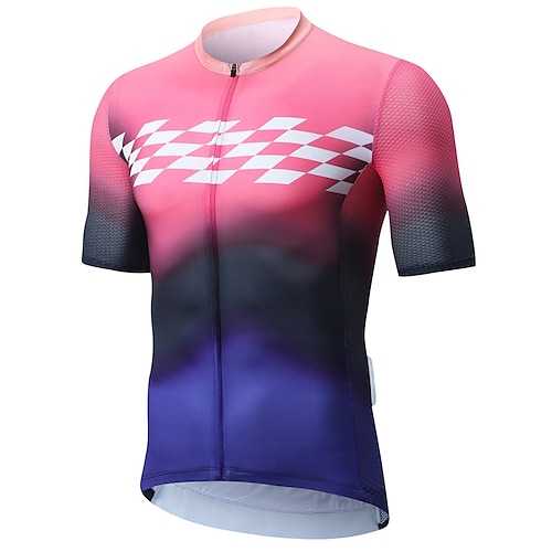 

21Grams Herre Cykeltrøje Kortærmet Cykel Toppe med 3 baglommer Bjerg Cykling Vej Cykling Åndbart Svedtransporende Hurtigtørrende Refleksbånd Lys pink Hældning Geometrisk Polyester Sport Tøj