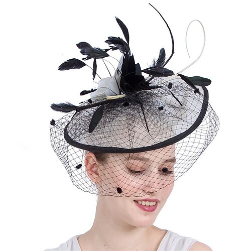 

fascinators Sinamay Kentucky Derby Kirke Elegant Retro Rød Med Fjær Tyll Hodeplagg Hodeplagg