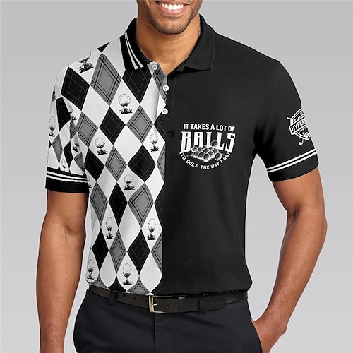 

Herre POLO T-skjorte Golf skjorte Grafiske trykk Geometri Aftæpning Svart utendørs Gate Kort Erme Knapp ned Trykt mønster Klær Sport Mote Gatemote Designer