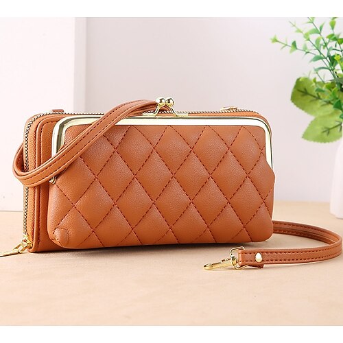

Dame Crossbody taske Skuldertaske Møntpung Mobiltelefon pose Kreditkortholder pung PU Læder udendørs Daglig Lynlås Justérbar Letvægt Holdbar Helfarve Broderi Sort Mandel Dusty Rose