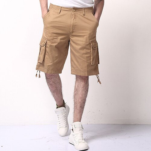 

Men's Cargo Shorts Shorts Work Shorts Leg Drawstring Flap Pocket Plain Comfort Breathable Outdoor Daily Going out Fashion Streetwear ArmyGreen Black