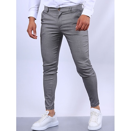 

Men's Trousers Chinos Chino Pants Pocket Plain Comfort Breathable Outdoor Daily Going out 100% Cotton Fashion Streetwear Black Khaki