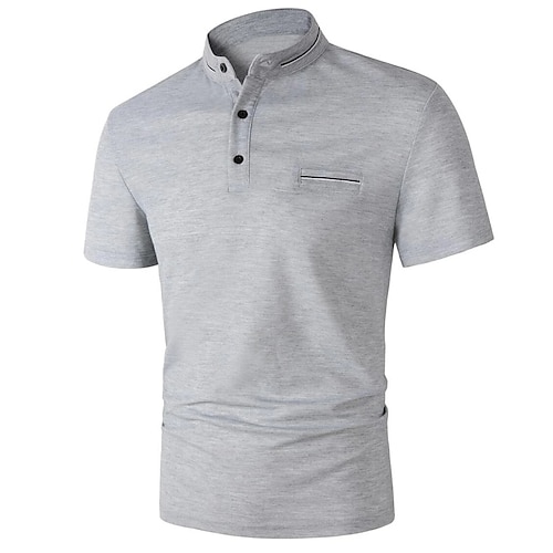 

Per uomo POLO Camicia da golf Golf Informale Per eventi Colletto alla coreana Manica corta Di tendenza Essenziale Liscio Pulsante Estate Standard Blu marino scuro Azzurro cielo Marrone Grigio POLO