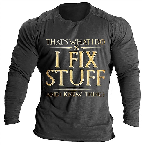 

Herre T skjorte Grafiske T-skjorter Kul skjorte Grafiske trykk bokstavtrykk Crew-hals Varm stempling Gate Feriereise Langermet Klær Designer Grunnleggende Moderne Moderne