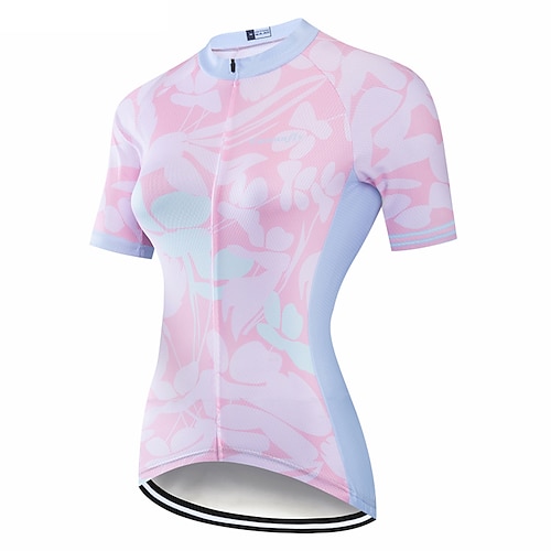 

21Grams Damen Radtrikot fahrradbekleidung Fahrradtrikot Kurzarm Fahhrad Shirt mit 3 Gesäßtaschen MTB Mountain Rennrad Atmungsaktiv Feuchtigkeitsableitung Schnelltrocknend Reflexstreiffen Rosa Graphic