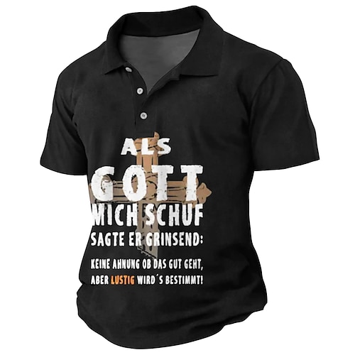 

Herre POLO T-skjorte Golf skjorte Bokstaver Grafiske trykk Årgang Kors Aftæpning Svart Kakifarget utendørs Gate Kort Erme Trykt mønster Klær Sport Mote Gatemote Designer