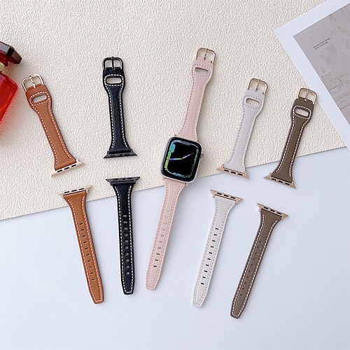 

Pulseira de couro Compatível com Pulseira Apple Watch 38mm 40mm 41mm 42mm 44mm 45mm 49mm Feminino Couro Legitimo pulseira de substituição para iwatch Series Ultra 8 7 6 5 4 3 2 1 SE