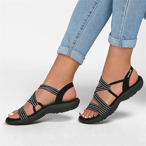 

Mujer Sandalias Sandalias planas Zapatos Confort Tallas Grandes Exterior Playa Tacón Plano Puntera abierta Casual Minimalismo Cuero Sintético Correa cruzada Color sólido Negro Rosa Azul Piscina