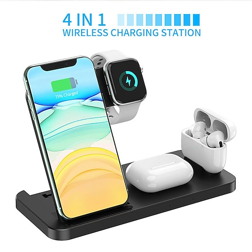 

w33 3-en-1 cargador inalámbrico plegable teléfono móvil soporte de escritorio apple watch auriculares carga de succión magnética