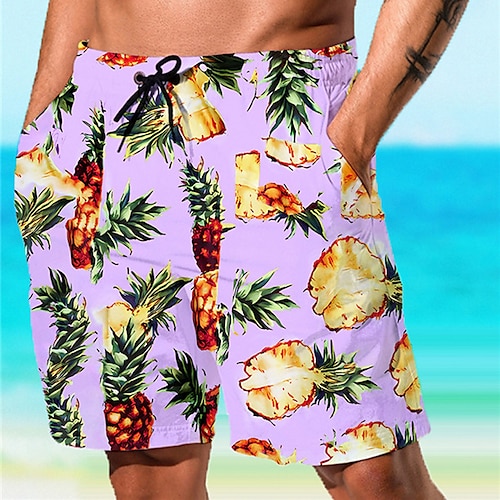 

Per uomo Boxer da surf Pantaloncini da mare Boxer da mare A cordoncino con fodera in rete Vita elastica Ananas Stampe astratte Asciugatura rapida Breve Informale Giornaliero Per eventi Hawaiano Boho