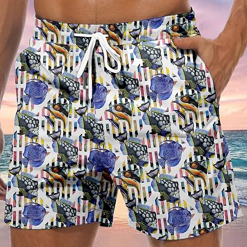 

Herre Surfeshorts Badeshorts Sommershorts Strandshorts Snorer med mesh fôr Elastisk midje Grafiske trykk Fisk Hurtigtørkende Kort Avslappet Daglig Ferie Bohem Hawaiisk Blå Mikroelastisk