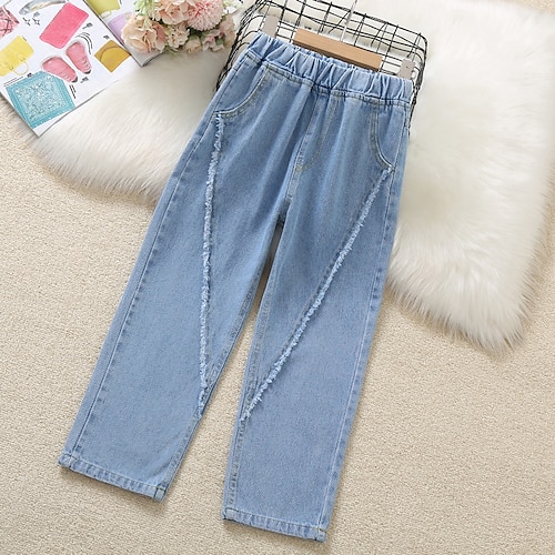 

Bambino Da ragazza Pantaloni Tinta unica Fantastico Tasche Scuola 7-13 anni Estate Blu