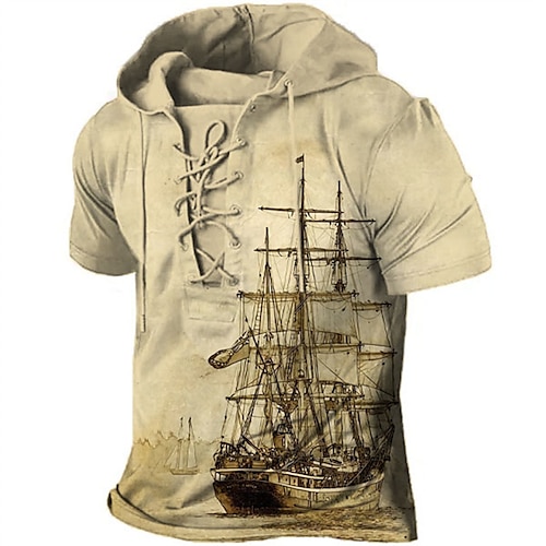 

Men's Pullover Hoodie Sweatshirt White Yellow Purple Green Hooded Graphic Prints Boat Lace up Print Sports Outdoor Daily Holiday 3D Print Casual Athletic Spring Summer Clothing Apparel Hoodies