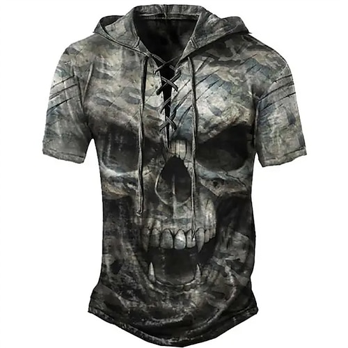 

Men's Pullover Hoodie Sweatshirt Black Hooded Skull Graphic Prints Lace up Print Sports Outdoor Daily Holiday 3D Print Designer Casual Athletic Spring Summer Clothing Apparel Hoodies Sweatshirts