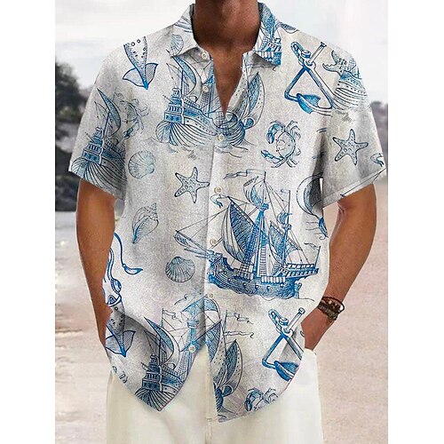 

Hombre Camisa camisa hawaiana Estampados Cosecha Bote Cuello Vuelto Negro Amarillo Negro / Marrón Beige Azul azul Calle Casual Mangas cortas Abotonar Estampado Ropa Lino Tropical Moda Ropa de calle