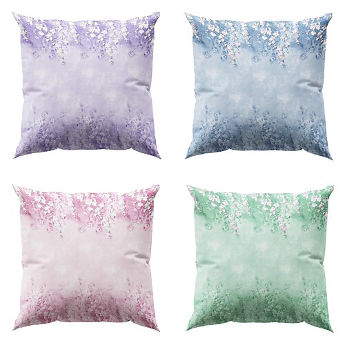 

Floral Double Side Pillow Cover 4PC Soft Decorative Square Cushion Case Pillowcase for Bedroom Livingroom Sofa Couch Chair