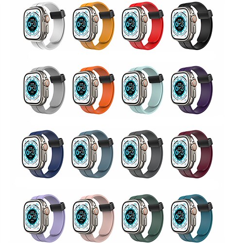 

Correa Deportiva Compatible con Apple Watch Correa 38mm 40mm 41mm 42mm 44mm 45mm 49mm Impermeable cierre magnético Cierre Metálico Silicona suave correa de repuesto para Serie iwatch Ultra 8 7 6 5 4