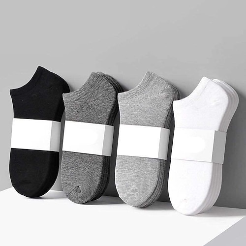 5 paar zwart-wit grijze sokken vier seizoenen effen kleur korte buis onzichtbare lage sokken zweetabsorberend