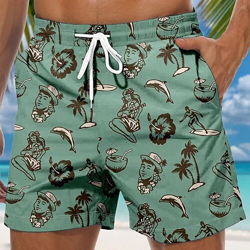 

Per uomo Boxer da surf Pantaloncini da mare Boxer da mare Pantaloncini estivi Pantaloncini da spiaggia A cordoncino con fodera in rete Vita elastica Albero di cocco Stampe astratte Floreale