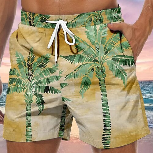 

Herre Surf shorts Badeshorts Sommer shorts Strandshorts Snørelukning med mesh-for Elastisk Talje Kokos palme Grafiske tryk Hurtigtørrende Korte Afslappet Daglig Ferie Boheme Hawaiiansk Gul