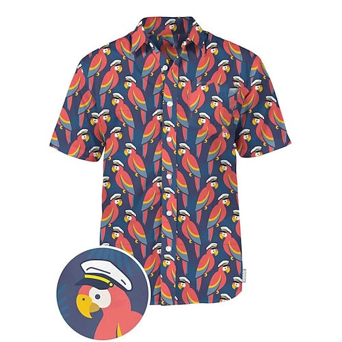 

Hombre Camisa camisa hawaiana Floral Estampados Loro Cuello Vuelto Amarillo Rojo Calle Casual Mangas cortas Abotonar Estampado Ropa Vintage Moda Ropa de calle Design