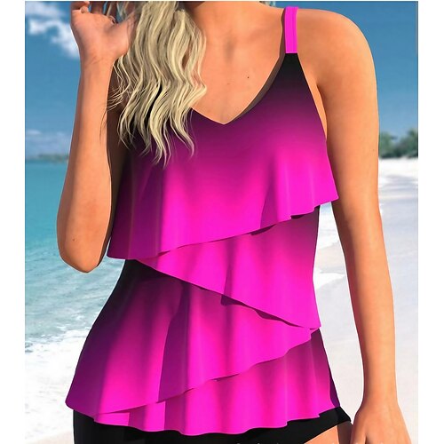 

Mujer Bañadores Tankini 2 piezas Normal Traje de baño 2 Piezas Multi capa Estampado Palmera Degradado de color Blanco Azul Piscina Rosa Rojo Camiseta sin mangas Trajes de baño Deportes Ropa de playa