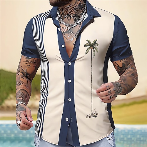 

Per uomo Camicia Camicia hawaiana Albero di cocco A strisce Stampe astratte Collo ripiegabile Verde militare Blu Viola Verde Grigio Esterno Strada Maniche corte Stampa Abbigliamento Di tendenza