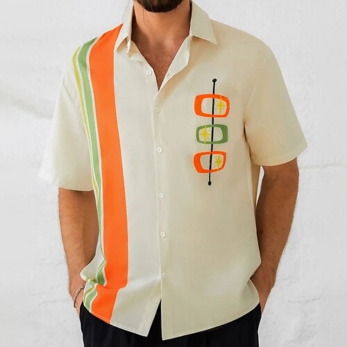 

Per uomo Camicia Camicia da bowling Camicia con bottoni Camicia estiva Maglietta informale Arancione Maniche corte A strisce Stampe astratte Bavero Strada Da mare Stampa Abbigliamento Di tendenza