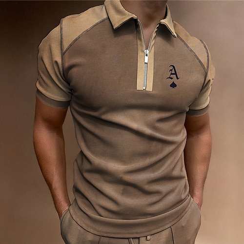 

Per uomo Polo con zip POLO Camicia da golf Golf Stampe astratte Carte francesi Collo ripiegabile Cachi Esterno Strada Maniche corte Cerniera Stampa Abbigliamento Di tendenza Originale Informale