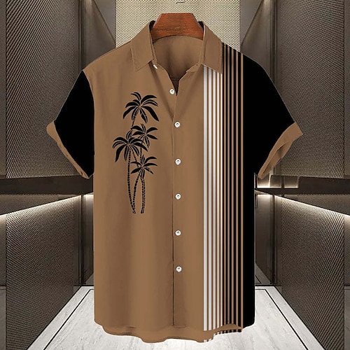 

Homme Chemise Chemise hawaïenne Cocotier Rayé Imprimés Photos Col rabattu Bleu Orange Marron Vert Kaki Extérieur Plein Air Manches courtes Imprimer Vêtement Tenue Mode Vêtement de rue Design Flexible