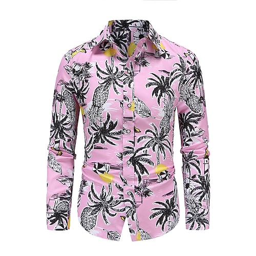 

Herren Hemd Graphic Klassischer Kragen Rosa Casual Täglich Langarm Bekleidung Einfach