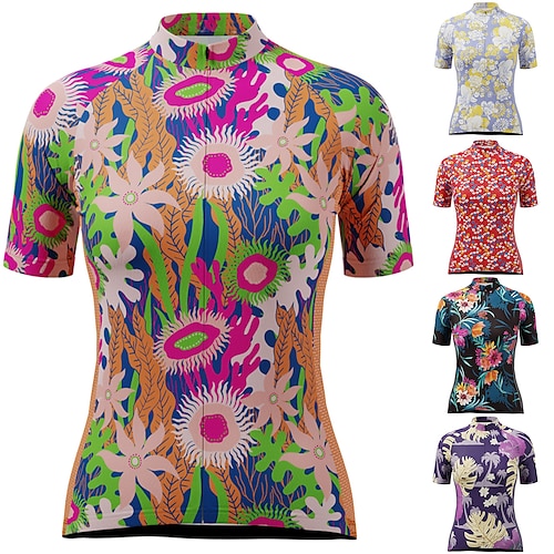 

21Grams Mulheres Camisa para Ciclismo Manga Curta Moto Blusas com 3 bolsos traseiros Ciclismo de Montanha Ciclismo de Estrada Respirável Pavio Humido Secagem Rápida Tiras Refletoras Violeta Rosa