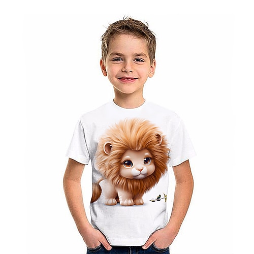 

Bambino Da ragazzo maglietta Tee Cartoni animati Manica corta Top bambini Esterno Stampa 3D Fantastico Giornaliero Estate Bianco 4-12 anni