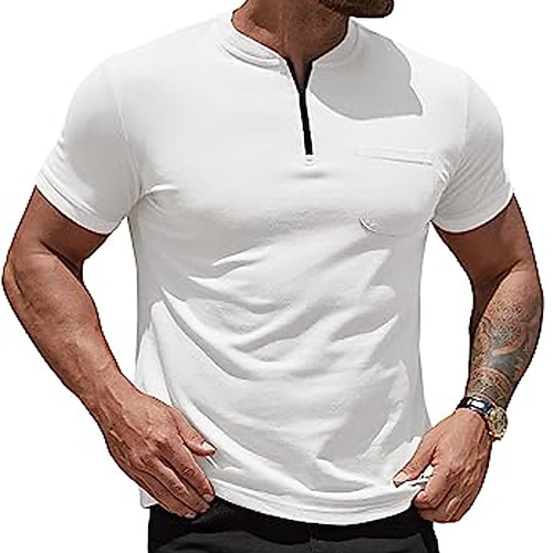 

Herre POLO T-skjorte Zip Polo Avslappet Daglig Quarter Zip Kortermet Mote Grunnleggende عادي Glidelås Sommer Normal Svart Hvit Rød Mørk Marineblå Brun Grønn POLO T-skjorte
